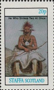 Stamp, He Who Strikes Two At Once, Cinderellas,  , Famous People, Native Americans (Indians)