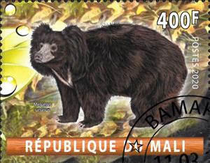 Stamp, Melursus ursinus, Cinderellas,  , Animals (Fauna), Bears, Mammals