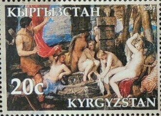 Stamp, Paintings, Cinderellas,  , Men, Nudes, Paintings, People, Women
