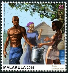 Stamp, Tezin, Chevelin Pierre, Cinderellas,  , Illustrators, Men, People, Women