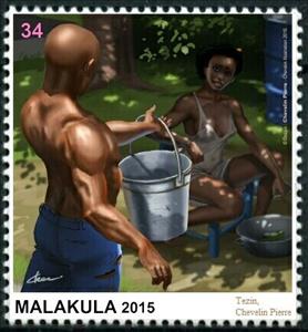 Stamp, Tezin, Chevelin Pierre, Cinderellas,  , Illustrators, Men, People, Women