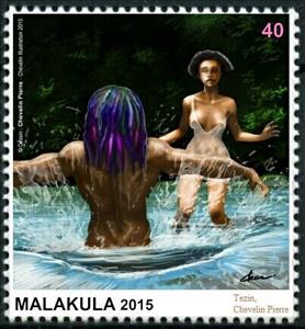 Stamp, Tezin, Chevelin Pierre, Cinderellas,  , Illustrators, Men, People, Women