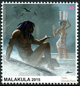 Stamp, Tezin, Chevelin Pierre, Cinderellas,  , Illustrators, Men, People, Women