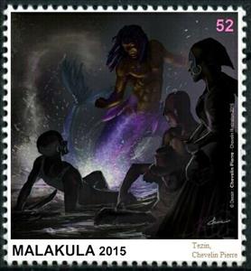 Stamp, Tezin, Chevelin Pierre, Cinderellas,  , Illustrators, Men, People, Women