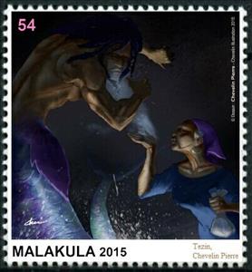 Stamp, Tezin, Chevelin Pierre, Cinderellas,  , Illustrators, Men, People, Women