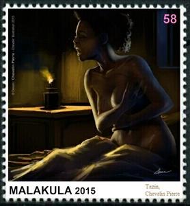 Stamp, Tezin, Chevelin Pierre, Cinderellas,  , Illustrators, Nudes, People, Women