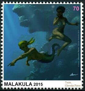 Stamp, Tezin, Chevelin Pierre, Cinderellas,  , Illustrators, Men, Nudes, People, Women