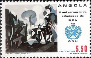 Stamp, 5th Anniversary of the admission of the Republic of Angola i, Angola,  