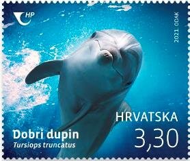 Stamp, Atlantic Bottlenose Dolphin (Tursiops truncatus), Croatia,  , Animals (Fauna), Dolphins, Mammals, Sea (Marine) Mammals, Sea Life