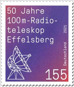 Stamp, Effelsberg Radio Telescope, 50th Annivesary, Germany, Federal Republic,  , Astronomy, Telescopes