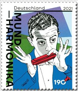 Stamp, Harmonica, Germany, Federal Republic,  , Musical Instruments