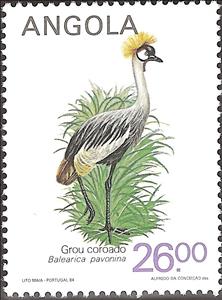 Stamp, Black Crowned Crane (Balearica pavonina) , Angola,  , Birds