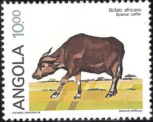Stamp, African Buffalo (Syncerus caffer), Angola,  , Animals (Fauna)