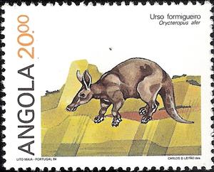 Stamp, Aardvark (Orycteropus afer), Angola,  , Mammals, Animals (Fauna)