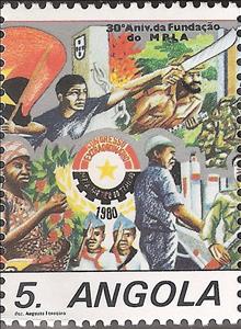 Stamp, 30th Anniversary of the Foundation of M.P.L.A., Angola,  