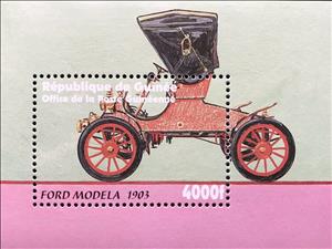 Souvenir Sheet, 1903 Ford Model A, Guinea,  , Cars