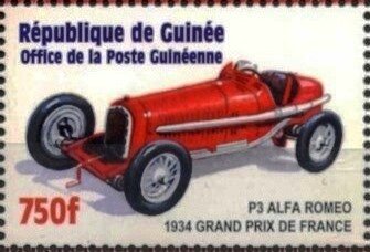 Stamp, Alfa Romeo (1934), Guinea,  , Cars, Racing Cars
