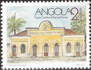 Stamp, Maianga railway station, Angola,  