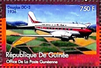 Stamp, Douglas DC 3 (1936), Guinea,  , Aircraft