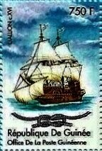 Stamp, Galleon, 16th Cent., Guinea,  , Sailing Ships, Ships