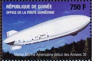 Stamp, Marine Airship ZRS-5 "Macon" of USA (1935), Guinea,  , Zeppelins