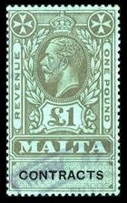 Stamp, King George V, Malta,  , Crowns and Coronets, Famous People, Heads of State, Kings, Men, Royalty