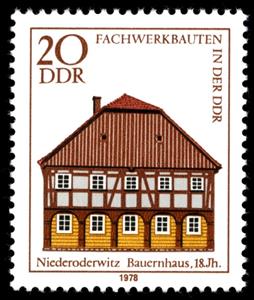 Stamp, Farmhouse Niederoderwitz, Germany, Democratic Republic,  
