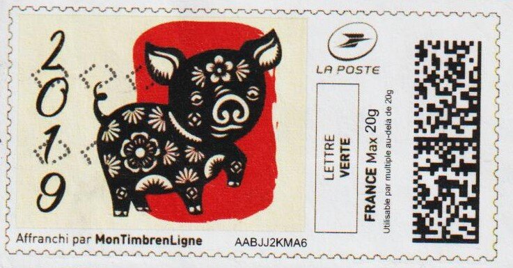 2019 Chinese New year of the Pig Type 4. Red background