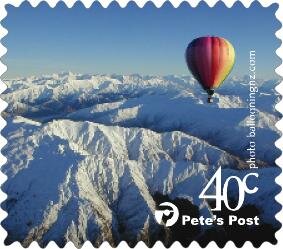 Hot Air Balloon over Mountains