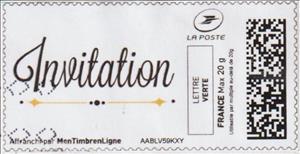 Stamp, Invitation in Stylish Writing. Yellow line under, Personalized and Private Mail Stamps,  , Greetings, Letters (Alphabet)