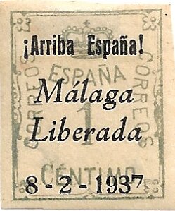Crown and Numeral with Malaga overprint (Typographed)