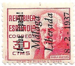 Stamp, Pablo Iglesias with Malaga overprint (Typogra, Spain,  