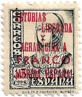 Queen Isabel I with Asturias overprint (Typographed)
