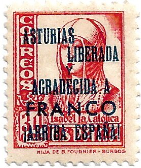 Queen Isabel I with Asturias overprint (Typographed)
