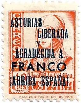 Queen Isabel I with Asturias overprint (Typographed)
