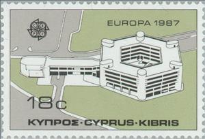 Stamp, EUROPA/CEPT 1987 - Cyprus Telecommunications Authority H/Q, Cyprus,  , Postal Services, Postal Unions, Offices, European Union, C.E.P.T., Europe, Architecture