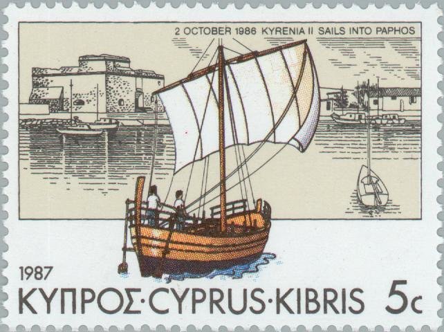 Kyrenia II sails into Paphos Harbour