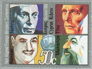 Stamp, Leading figures of Nehru, Tito, Nasser and Makarios, Cyprus,  , Heads of State, Famous People, Special Occasions