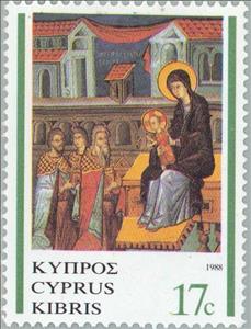 Stamp, Adoration of the Three Wise Men, Cyprus,  , Biblical Accounts, Christmas, Frescos