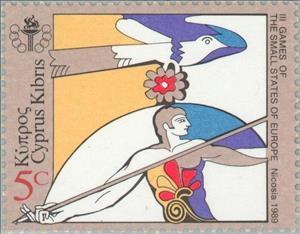 Stamp, 3rd Games of Small States of Europe - Javelin Thrower, Cyprus,  , Special Occasions, Sport