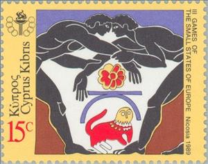 Stamp, 3rd Games of Small States of Europe - Wrestlers, Cyprus,  , Special Occasions, Sport, Wrestling