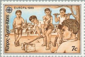 Stamp, EUROPA/CEPT 1989 - Children's Games, Ligrin, Cyprus,  , Postal Services, Postal Unions, European Union, C.E.P.T., Europe