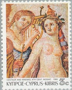 Stamp, Paphos Mosaics - Centaur and Maenad, 4th cent. A.D., Cyprus,  , Music, Musical Instruments, Archaeology, Mosaic