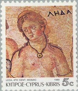 Stamp, Paphos Mosaics - Leda, 4th cent. A.D., Cyprus,  , Archaeology, Mosaic