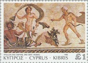 Stamp, Paphos Mosaics - Apollo and Daphne, 3rd cent. A.D., Cyprus,  , Archaeology, Mosaic