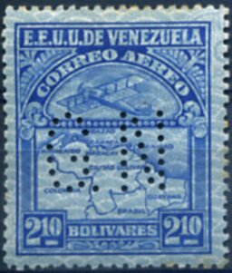 Stamp, Map of Venezuela, Second Series, Venezuela,  , Aircraft, Airlines, Aviation, Maps