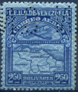 Stamp, Map of Venezuela, Second Series, Venezuela,  , Aircraft, Airlines, Aviation, Maps