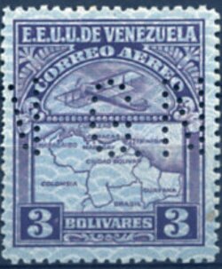 Stamp, Map of Venezuela, Second Series, Venezuela,  , Aircraft, Airlines, Aviation, Maps