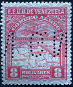 Stamp, Map of Venezuela, Second Series, Venezuela,  , Aircraft, Airlines, Aviation, Maps