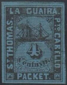 Stamp, Ship Mail of Steamer "Robert Todd", Venezuela,  